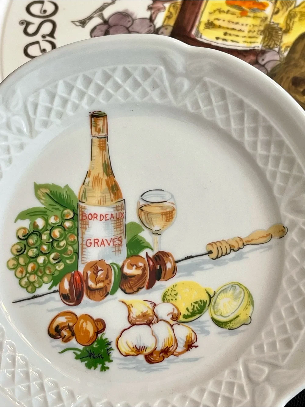 7 Piece VTG French Limoges & Shafford Wine & Cheese Plate Wall Gallery Bundle